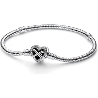 Pandora 592645C01 Damenarmband, Silber Funkelndes Unendlichkeits-Herz, 17 cm