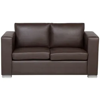 Beliani 2-Sitzer-Sofa Echtleder Braun Helsinki , Dunkelbraun , Leder , 152x72x76 cm , Wohnzimmer, Sofas & Couches, Sofas, 2-Sitzer Sofas