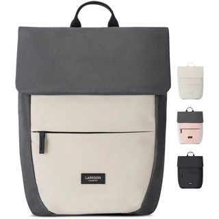 LARKSON Rucksack Damen Klein Beige Schwarz - Ronja - Moderner Tagesrucksack mit Laptopfach für Uni Business City - 10L - Nachhaltig - Wasserabweisend