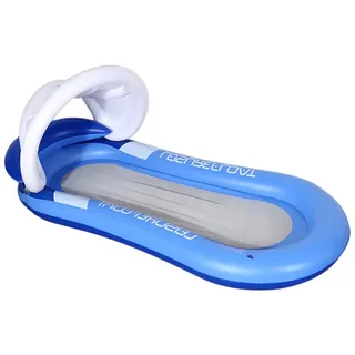 Queta Wasserhängematte Luftmatratze aufblasbare Schwimmende Wasser Bett Strandmatratze Floating Lounge Stuhl mit Markise, Kopfpolster und Netz (Blau)
