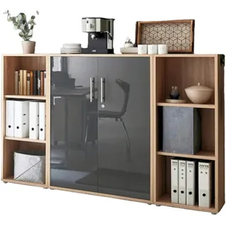 MID.YOU Aktenschrank Sonoma Eiche, Anthrazit Hochglanz, - 173x114x33 cm x 113,6 cm x 33 cm