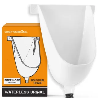 Stock Your Home Wasserloses Urinal für Männer (weiß), Kunststoff-Urinale für Herrengarage, Schuppen oder Hinterhof, Wandhalterung Urinumsteller und Outdoor-Camper-Urinale, tragbares Urinal für Männer,