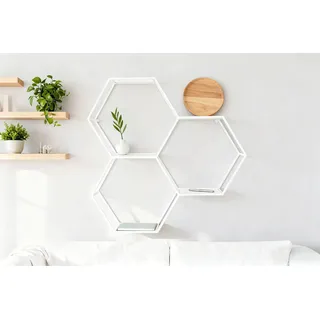 Deko-Wandregal OTTO HOME "Lenia, 3 Ablageflächen aus Glas in einer besonderen Form kombiniert", weiß, B:72cm H:71,5cm T:15cm, Glas, Metall, Regale, Deko-Wandregal, für elegantes und modernes Wohnen, aus Metall, in 3 Farben