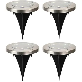 Ambia Garden Solarleuchte , Edelstahlfarben , Metall , 4-teilig , 13 cm , RoHS , mit Schalter , Dekoration, Gartendeko