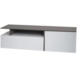 MCW TV-Rack MCW-L34, Lowboard Fernsehtisch Sideboard TV-Schrank Kommode, Holz 45x161x40cm Staufach, Beton-Optik weiß