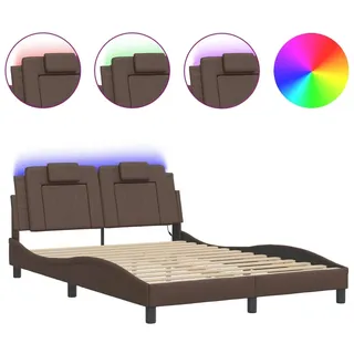 Bettgestell mit LED Braun 120x200 cm Kunstleder - Braun