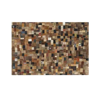 OCI DIE TEPPICHMARKE Lederteppich »Labelstar« rechteckig 3 mm Höhe echtes Leder, UNIKAT, handgenäht, Patchwork Design aus Jeanslabel OCI DIE TEPPICHMARKE bunt B : cm 1 Stk.