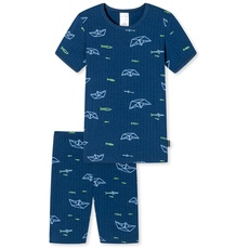 Schiesser Jungen Schlafanzug Set Pyjama Kurz - 100% Organic Bio Baumwolle - Größe 92 Bis 140 Pyjamaset, Dunkelblau Bedruckt_179046, 98