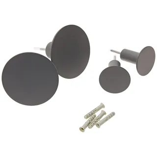 blomus -PONTO- Wandhaken 4er Set in moderner Trendfarbe Gunmetal, stilvolles Wohnaccessoire, Kleiderhaken, hochwertig, inkl Befestigungsmaterial (2 x Ø 8.5 cm, 2 x Ø 5 cm, H: 45 mm, Gunmetal, 65800)