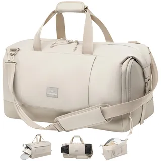 Johnny Urban Weekender Damen & Herren Beige - Milan - Reisetasche für Urlaub, Fitness, Sauna - Reise Tasche mit Schuhfach - 35L - Verstellbarer Gurt - Wasserabweisend