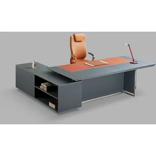 Moderner Eckschreibtisch aus MDF und Glas in neutraler Farbe - Schwarz