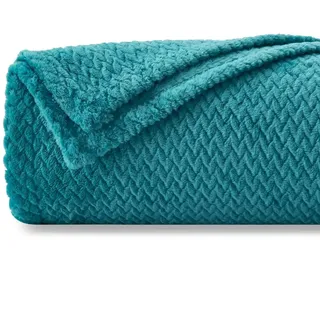 NEWCOSPLAY Flanell Decke Sofa Kuscheldecke Weizenohren Muster sofadecke Super weich und kuschelig Sofaüberwurf Dunkelblau-Wohndecke 130x150 cm als Tagesdecke