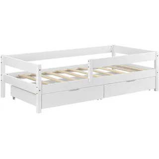 [en.casa] Kinderbett Borgarnes 90 x 200 cm Kiefer massiv weiß