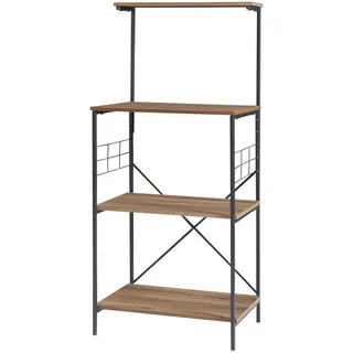 [en.casa] Küchenregal Billund 133 x 60 x 42 cm Schwarz / Walnuss