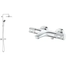 GROHE Vitalio Joy 260 - Duschsystem mit Thermostatbatterie & Precision Feel - Thermostat-Wannenbatterie (‎wassersparend, Temperaturbegrenzung, Wandmontage, S-Anschlüsse), chrom, 34788000