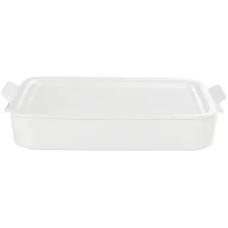 Homeware Profession. Auflaufform , Weiß , Keramik , 2 l , quadratisch , 20.5x7.8x34.5 cm , Lfgb , backofengeeignet, mikrowellengeeignet , Kochgeschirr, Auflaufformen