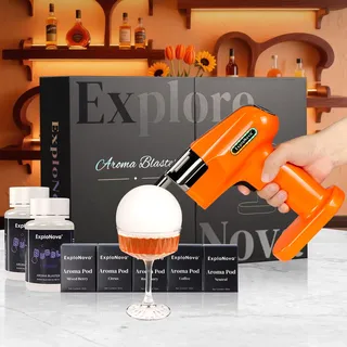 cocktailmaschine mit 5 Aroma Pods, essbarer Blase, Cocktail Bubble Smoke Gun, Whiskey Smoker Kit, perfekt für Bar, Party und Zuhause, ausgezeichnetes Geschenk für Vater und Ehemann – Orange