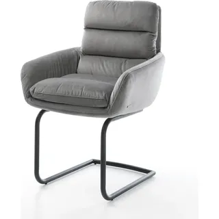 DELIFE Freischwinger Abelia-Flex mit Armlehnen Samt Grau Freischwinger rund Schwarz - Grau