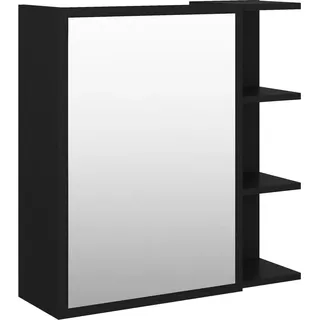 vidaXL Bad-Spiegelschrank Schwarz 62,5x20,5x64 cm Holzwerkstoff - Schwarz
