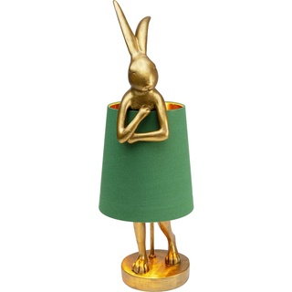 Kare Design Tischlampe Animal Rabbit Grün/Gold, Hasenleuchte, Tischleuchte, Nachttischlampe, Tiermotiv, Schreibtischlampe Kinder, Kippschalter am Kabel, Leuchtmittel nicht inklusive, 68x23x26cm