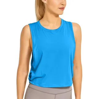 CRZ YOGA Damen Sport Tank Top Ärmelloses Leichte Fitness Crop Top Sommer Yoga Shirt Lässig Oberteile Sporttop Madagaskar Blau 40