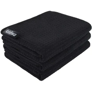 KinHwa Geschirrtücher- 3 Stück Waffeltuch Mikrofasertuch waschbar küchenhandtücher für Küche Dicke Putzlappen Fusselfrei mit Aufhänger 40cmx70cm