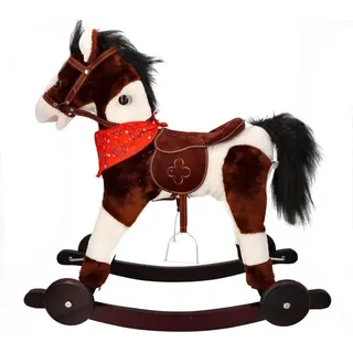 Schaukelpferd, interaktives Spielzeug mit Tiergeräuschen und Haltegriffen - Holzpferd für Ihr Baby ab 3 Jahren - Schaukeltier ATEK, 71x36,5x73cm