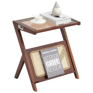 Vevor Rattan-Couchtisch Braun Bambus 50 x 36,6 x 55,9 cm