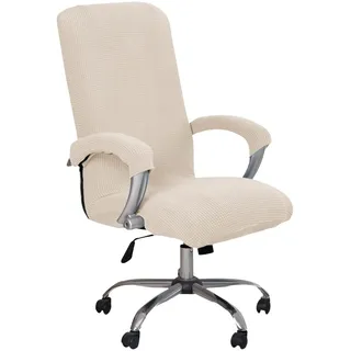 Elastische Stuhlhussen mit Armlehne, Spandex Bürostuhl Bezug, Office Computer Stuhlbezüge, Hussen für Stühle Abnehmbare Waschbare, Polarfleece Chair Covers Universal für Armlehnenstühle (Beige)
