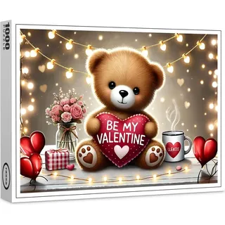 raxxa Premium-Puzzle "Niedlicher Teddybär Be My Valentine mit Herz", 1000 Teile