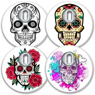 MySweetStitch 4 Sensor-Sticker für Freestyle Libre 3/3 Plus Flower Skull
