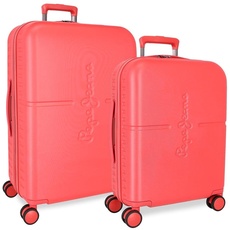 Pepe Jeans Highlight Kofferset, Rot, 55/70 cm, ABS, integrierter TSA-Verschluss, 116 l, 7,54 kg, 4 Doppelrollen, Handgepäck, von Joumma Bags, rot, Koffer Set