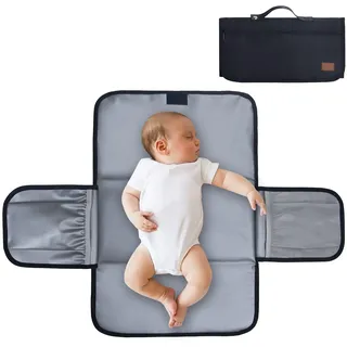 Gloppie Baby Wickelunterlagen für Unterwegs Kompakte Wickelauflage XXL Wasserdicht Wickelmatte für Babys und Kleinkinder, Wickelunterlage für unterwegs Babys Wickeln auf Reisen Wickeltisch, Schwarz