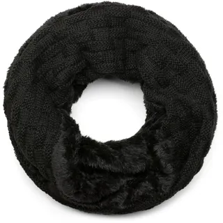 Stylebreaker "Feinstrick Loop mit Flecht Muster und Teddyfleece", 1 Stk., schwarz,