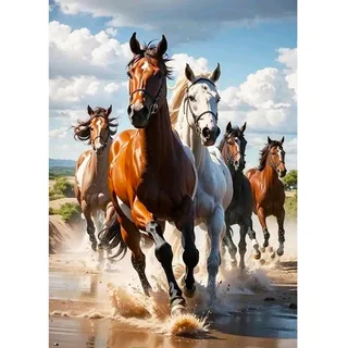 Lxmsja 5D Diamond Painting Pferd, Diamond Painting Tiere Erwachsene, Pferd Diamant Painting Bilder Erwachsene, Full DIY Diamant Kunst Malerei Stickerei Set Kreuzstich Bilder Home Wand Dekor 30x40cm