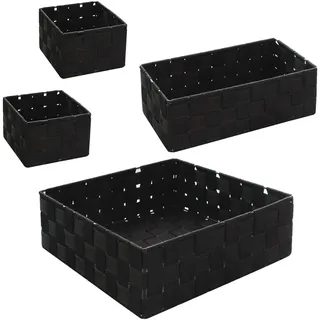 wm Homebase 4er Set Aufbewahrungskörbe geflochten Aufbewahrungsbox Polypropylen Regalkorb Badkorb in Schwarz