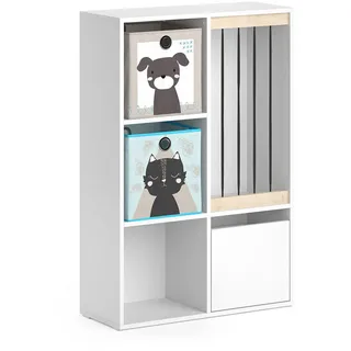 Vicco Kinderregal Luigi Weiß 72 x 107.8 cm mit 2 Faltboxen opt.4 , Holzwerkstoff , 5 Fächer , Rechteckig , 29.2x107.8x72 cm , Babymöbel & Kindermöbel, Babyzimmer, Babyregale & Kinderregale