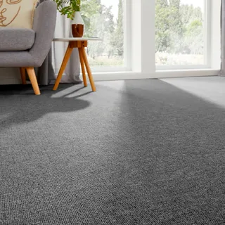 Andiamo Teppichboden »Bob, Feinschlinge, Made in Netherlands« rechteckig 4,5 mm Höhe meliert, Breite 200, 400 oder 500 cm, strapazierfähig & pflegeleicht, grau