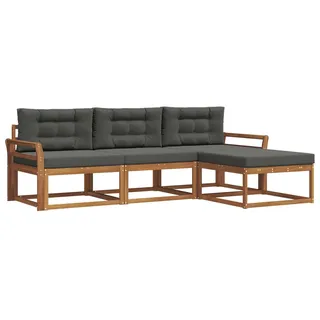 vidaXL Outdoor-Sofagarnitur 4 stk. Natur und Anthrazit - Braun