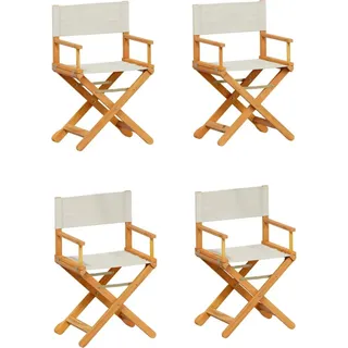 vidaXL 4-teiliges Klappstuhl-Set, cremeweißer Stoff - Weiß