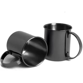 ECHTWERK Moscow Mule Becherset, 2-tlg, Bruchsichere Edelstahl-Gläser, Cocktail-Set, Cocktailgläser perfekt für Gin, Vodka, Bier und Kaltgetränke, Geschenkset, Black-Edition, 1000 ml