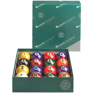 Aramith Billardkugeln Premium | Turnierqualität mit Vitrotech Technologie | 16 Poolkugeln Set | 57,2 mm Durchmesser | Phenolharz gehärtete Oberfläche