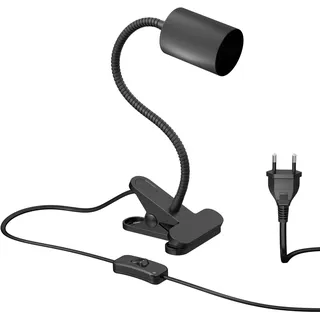 ledscom.de Klemmleuchte, Schwanenhals WAIKA, Schalter, schwarz matt, 1x GU10 max. 15W