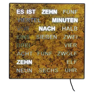 AMS T1243 Tischuhr mit LED-Wortuhr und Wurzelstruktur-Zifferblatt