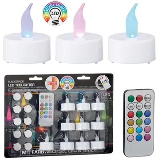 LED-Teelichte, 10 Stück, Ø 4 cm, mit Farbwechsel und Fernbedienung
