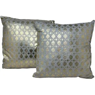 Jet-Line Deko Zier Kissen Raute Gold 2er Set 40 x 40 cm mit Füllung