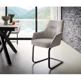 Freischwinger Alja-Flex mit Armlehnen Cord Silbergrau Freischwinger flach Schwarz Taschenfederkern