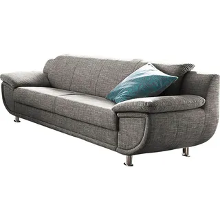 TRENDMANUFAKTUR 3-Sitzer "Rondo, Breite 207 cm, breite Armlehnen, Füße chromfarben", beige (beige, braun), B:207cm H:85cm T:94cm, Microfaser PRIMABELLE (100% Polyester);Kunstleder SOFTLUX;Struktur (54% Polyacryl, 46% Polyester);NaturLEDER (echtes Rindsleder ) in Sitz und 