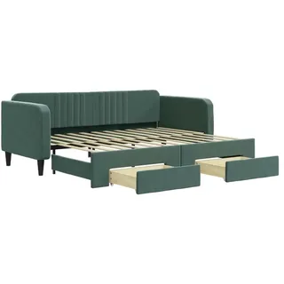 vidaXL Tagesbett Ausziehbar mit Schubladen Dunkelgrün 90x200 cm Samt - Grün