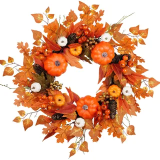 COLORSPEC türkranz Herbst, 61 cm groß, künstlicher grüner türkranz Herbst außen für Haustür, Wand, Fenster, Hochzeitsfeier, drinnen und draußen, Herbstkranz für Zuhause, Thanksgiving-Dekoration